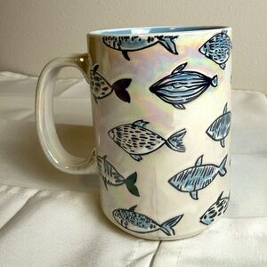 Spectrum Designz Iridescent Fish Ceramic Coffee Mug 11 oz Blue, MW/DS Safe